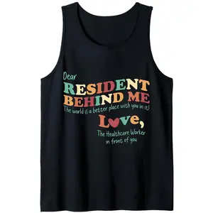 Women'S Dear Resident Behind Me Tank Top - Breathable Short Sleeve Shirt Suitable For Nursing Home Staff Gifts Caregiver Apparel Machine Washable Round Neck Tee For Parties Training2026 Summer Unisex Vest