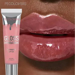 Pink Glitter Water Light Glass Lip Glaze Moisturizing Glossy Mirror Liquid Lipstick Lipgloss Pearlescent Lip Oil Cosmetic Makeup