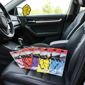 Car Air Freshener Ornament, Car Diffuser, Car Accessory, 6 Counts/set Natural Scented Tea Auto Shine Paper Hanging Vanilla Perfume Fragrance, Leaf Shape for Home Bathroom Auto Car Interior Decoration