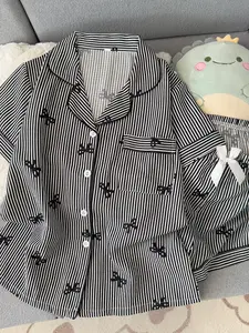 Comfortable Striped Pajama Set for Women, Breathable Cotton Lounge Wear, Loose-Fitting Casual Sleepwear for All Seasons