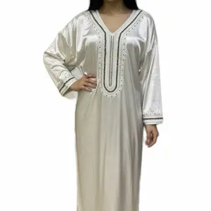 Moroccan Velvet Kaftan Jalabia Dress with Colorful Embellishments & Gold Trim Details One Size Maxi Boho Caftan for Modesty