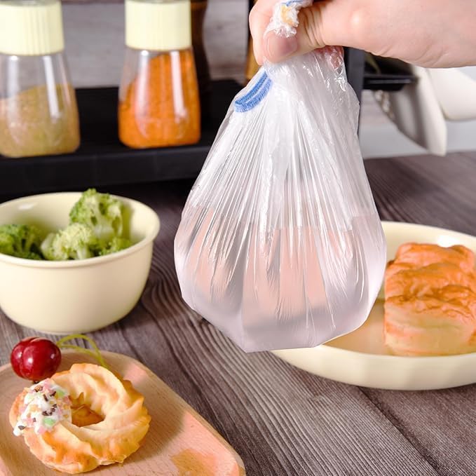 100pcs/bag Disposable Food Cover Plastic Elastic Wrap Lids Food Covers Home Kitchen Refrigerator Fresh-keeping Storage Bags