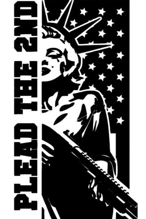 I Plead The 2nd - American Flag Design with Statue of Liberty and Gun Motif