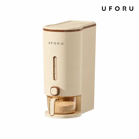 UFORU Sealed Rice Dispenser with Measuring Cups - Moisture-Proof Insect-Resistant Food Storage Container for Rice, Grains, Cereal and Pet Food - Hand Wash Measuring Cups Only