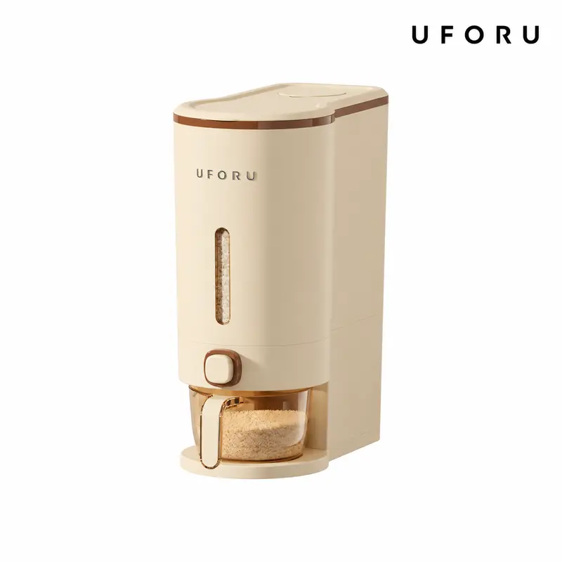 UFORU Sealed Rice Dispenser with Measuring Cups - Moisture-Proof Insect-Resistant Food Storage Container for Rice, Grains, Cereal and Pet Food - Hand Wash Measuring Cups Only