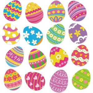 16Pcs Easter Egg Magnets, Flower Magnets for Fridge with Strong Magnetic Force Non-slip Rubber Coating for Refrigerator Car Metal Doors Spring Festival Decoration & Egg Hunt Game Supplies