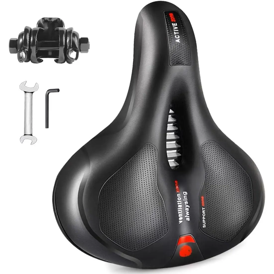 Comfort  Saddle Seat with Dual Shock Absorbing Ball,Thickened Memory , Universal Replacement Wide Bicycle Saddle Seat for /Road MTB Exercise Indoor Cycling
