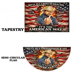 Toby Keith Red White And Blue 250th Flag, We'll Put A Boot Outdoor, Tepastry, Semi-Circular Flag
