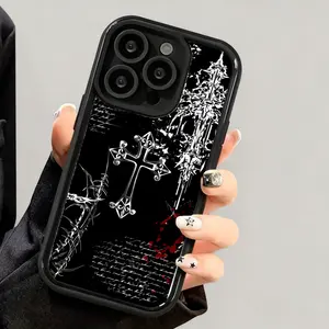 Gothic Cross And Thorns Phone Case For Iphone17 16 15 14 13 12 11 Pro Max Xs Xr X Plus Shockproof Anti Scratch Phone Case Dark Aesthetic Style Any Picture Can Be Customized Drop Proof Tpu Case