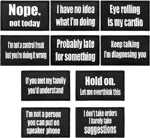 20 Pcs Patches Funny Sayings Hook and Loop Attach for Hats Embroidered Applique Fastener Emblem Funny Sarcasm Patch for Jeans Vest Coat