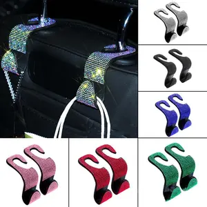 4 Pcs Artificial Diamond Car Hooks, Hidden Car Storage Hooks, Creative Seat Back Hangers, Women's Car Accessories, Car Seat Decorative, No Wooden Material