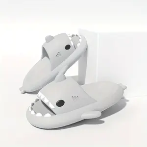 Comfy Shark Slides - Soft EVA, Thick Sole, Casual Slip-On Indoor  for All Seasons in Light Blue & Black