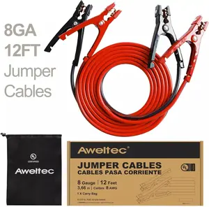 AWELTEC 8 Gauge Jumper Cables 12Ft UL-Listed Heavy Duty Booster with Carry Bag, Tangle-Free, Extremely Temperature Ready