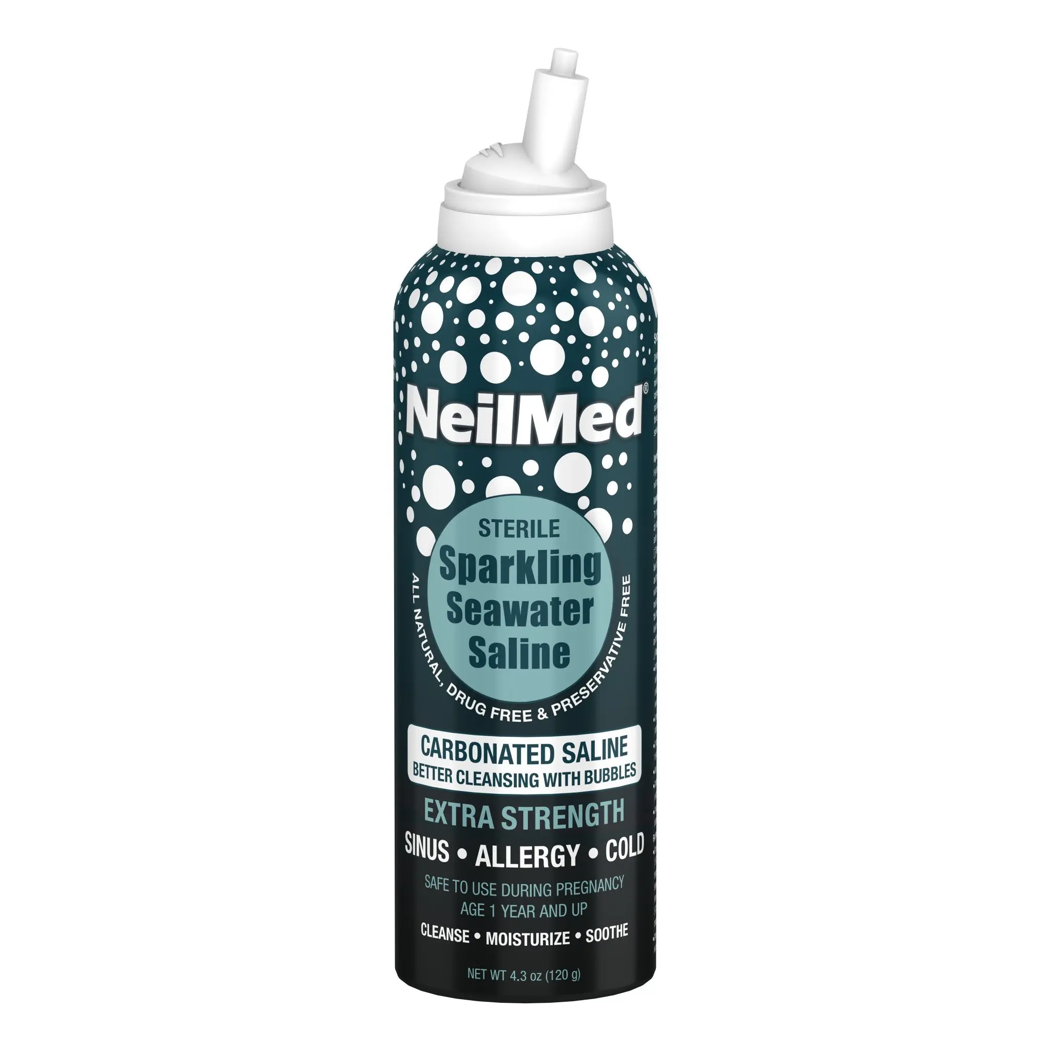 NEILMED Extra Strength Sparkling Seawater Carbonated Saline Nasal Spray, 125 mL