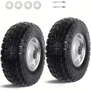 【AAAA】Knocokie 2-pack of 10-inch Tires, Heavy-duty, High Quality Solid Tires, 5/ 8-inch Axle Hole, 2.2-inch Offset Hub, Suitable for Wheelbarrows, Garden Carts, and Outdoor Cart Replacement Parts