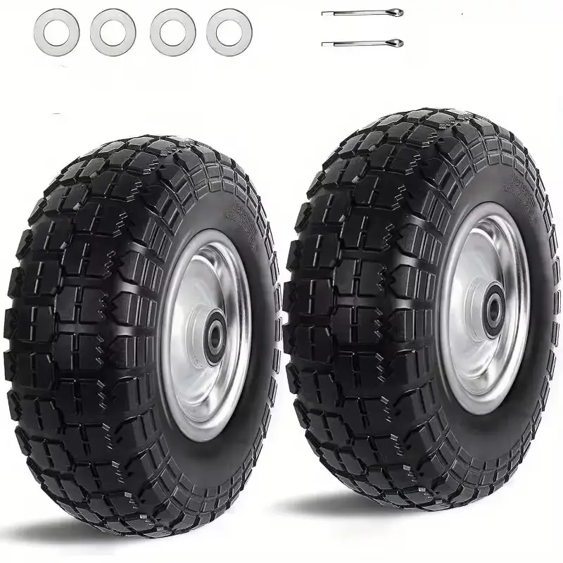 【AAAA】Knocokie 2-pack of 10-inch Tires, Heavy-duty, High Quality Solid Tires, 5/ 8-inch Axle Hole, 2.2-inch Offset Hub, Suitable for Wheelbarrows, Garden Carts, and Outdoor Cart Replacement Parts