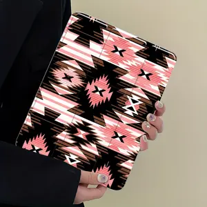 Bohemian Aztec Tribal Print iPad Protective Case, Tablet Accessories, Trifold Stand Protective Cover with Auto Wake/Sleep, Transparent Acrylic Hard Back, Shockproof Full Body Protection, Fits 7.9/8.3/10.2/10.5/10.9/11 Inch Tablets, Ideal for Home & Office