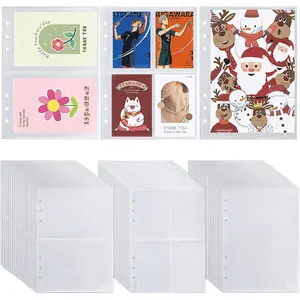 60 Sheets A5 Binder Pockets, 3 Size One-Sided Card Binder Sleeves for 6 Ring Binde(4 Pocket 2 Pocket 1 Pocket)