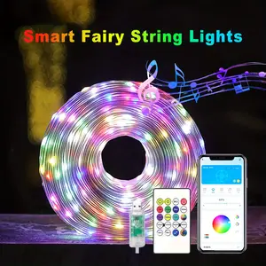 32FT  smart fairy light, LED multi-color light string application control & remote control, APP music synchronous color change, USB plug, wedding, Christmas, home bedroom decorative-7