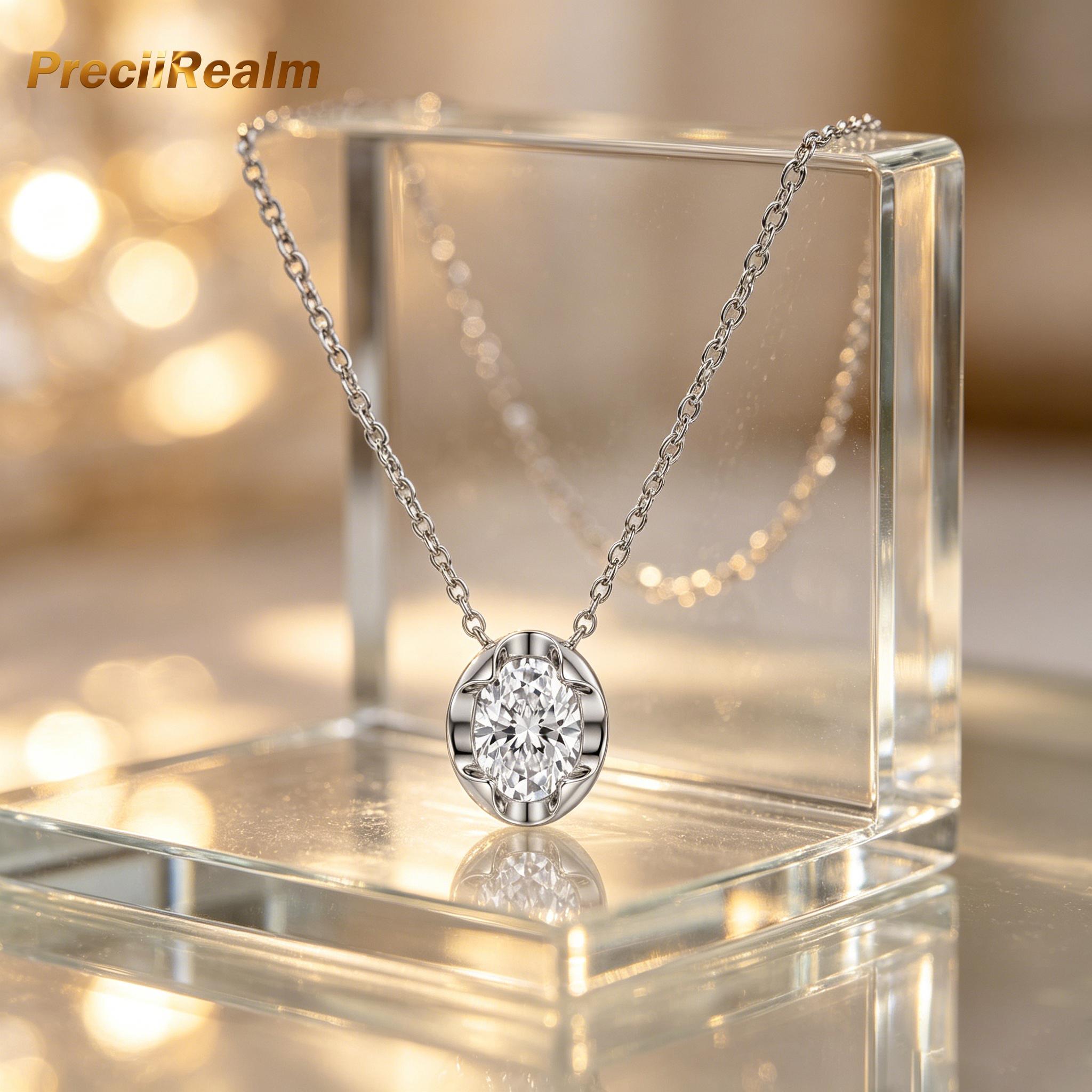 PreciiRealm 14K Gold Crystal Necklace Cubic Zirconia Dainty Choker Necklace, back of the diamond is engraved with a cross ,Fashionable Zircon Necklace for Women