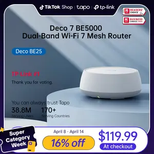 TP-Link Deco BE25 (1-Pack) Deco 7 BE5000 Dual-Band Wi-Fi 7 Mesh System | 4-Stream, 240 Mhz Channels | Covers up to 2,600 Sq.Ft | 2X 2.5G Ports Wired Backhaul | VPN, MLO, HomeShield, Free Expert Help
