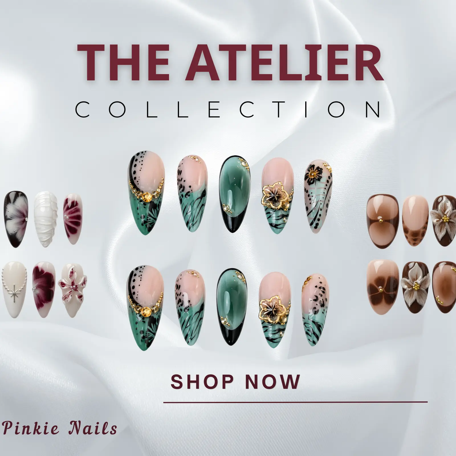 Pinkie Nails | The Atelier Collection | Luxury Handmade 3D Press-On Nails | Reusable • Salon-Quality • Long-Lasting