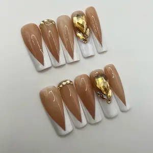 Custom Bling Acrylic French Tip Press On Nails