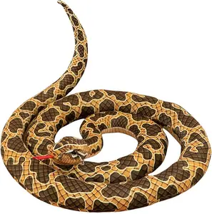 Large Brown Fake Snake Prank PP Cotton Snake，6.5ft Giant Water Snake FidgetToy，Fun Prank Creative Toys - Halloween Decorative Props and Scary Party Models Real Adults Teens (6.5ftBrown)