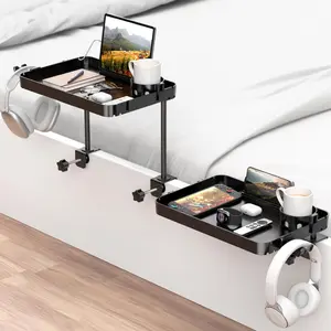 Bedside Shelf Bunk Bed Shelf for Top Bunk Clip on Bedside Table Tray Loft Nightstand Attachable Bedside Table Cup Holder Headboard Organizer Attachment 2 Height College Dorm Room Bed Accessories Black