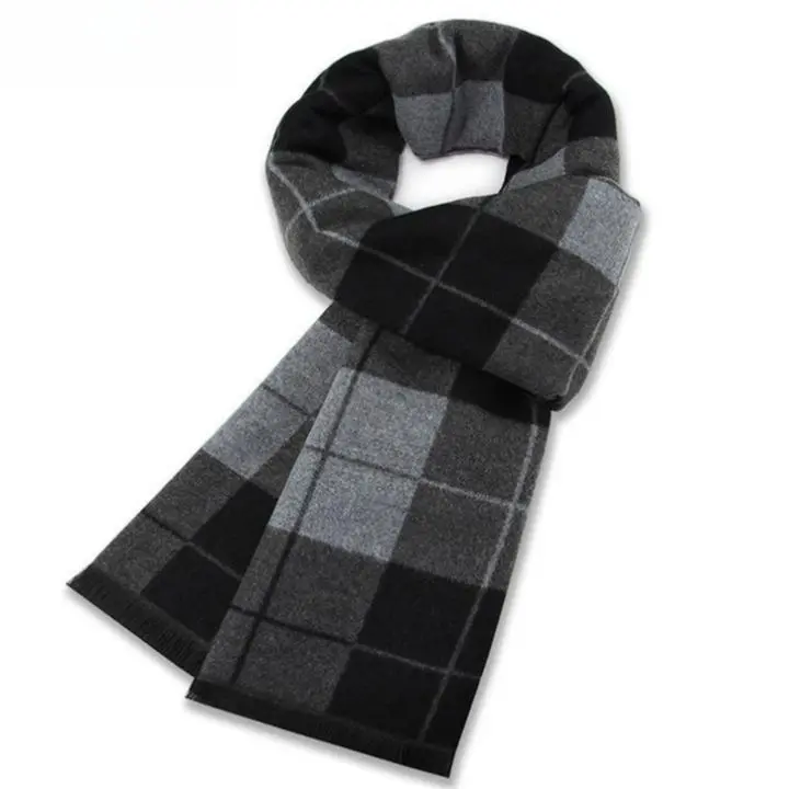 Men's Classic Plaid Wool Blend Scarf - Soft, Sturdy Knit, 32x180cm Rectangular Unisex Accessory, Heat-Locking for Winter, Fall, Ideal for Neck Scarf Outfits & Wearing Around Neck, Scarf Around Neck