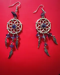 Dreamcatcher Natural Gemstone Dangle Drop Earrings