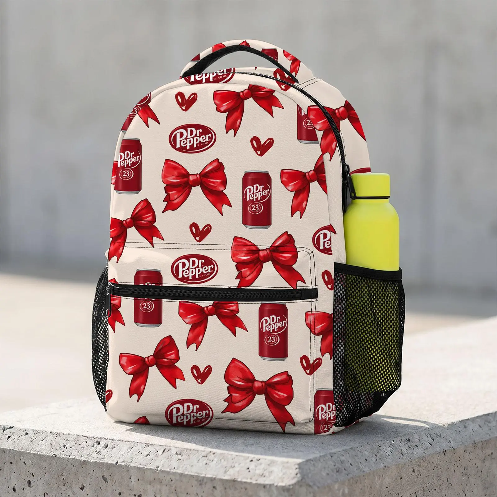 Dr-Pepper Trending Cute Cartoon Laptop Backpack | Aesthetic Print Travel Daypack | Durable Lightweight Schoolbag Bookbag for Men & Women
