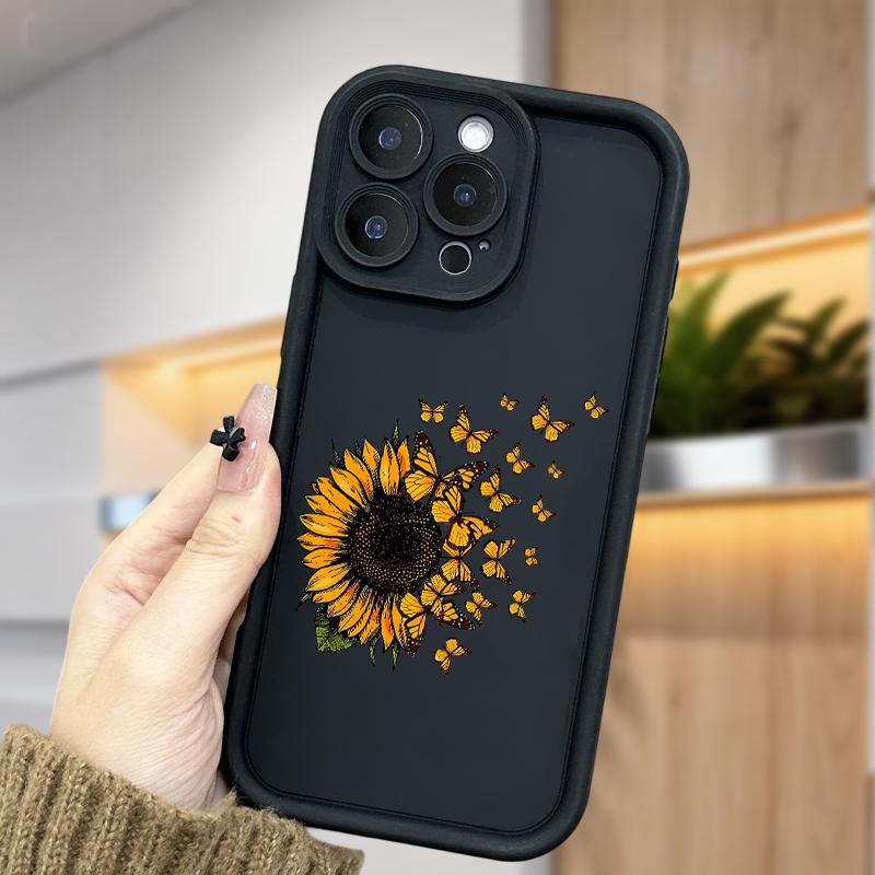 Blown Sunflower Case for iPhone 17 Air 16 16e 15 14 13 12 11 Pro Max Plus X XS Shockproof Non Slip Military-Grade Protection Silicone Cover