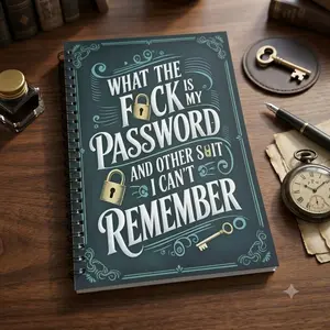 Funny Password Log Book Spiral Notebook, Internet Website Password Keeper Journal, Large Print Password Tracker Organizer for Login Details Usernames & Codes, Humorous Home Office Memory Record Book