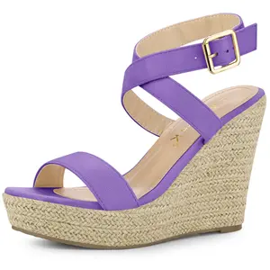 BLISSFUL STEP Women's Slingback Crisscross Espadrille Wedges Heel Sandals