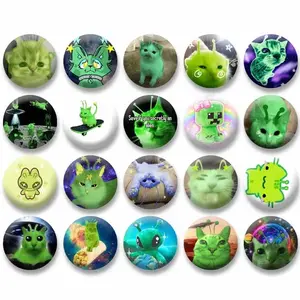Cute Green Alien Cat Pin Buttons, Creative Funny Cartoon Animal Buttons, Pins Accessories Gift for Kids, Friends, Button Pin For Clothes, Bags, Backpack, Hats, Jeans, and More, Funny Bag Accessories!