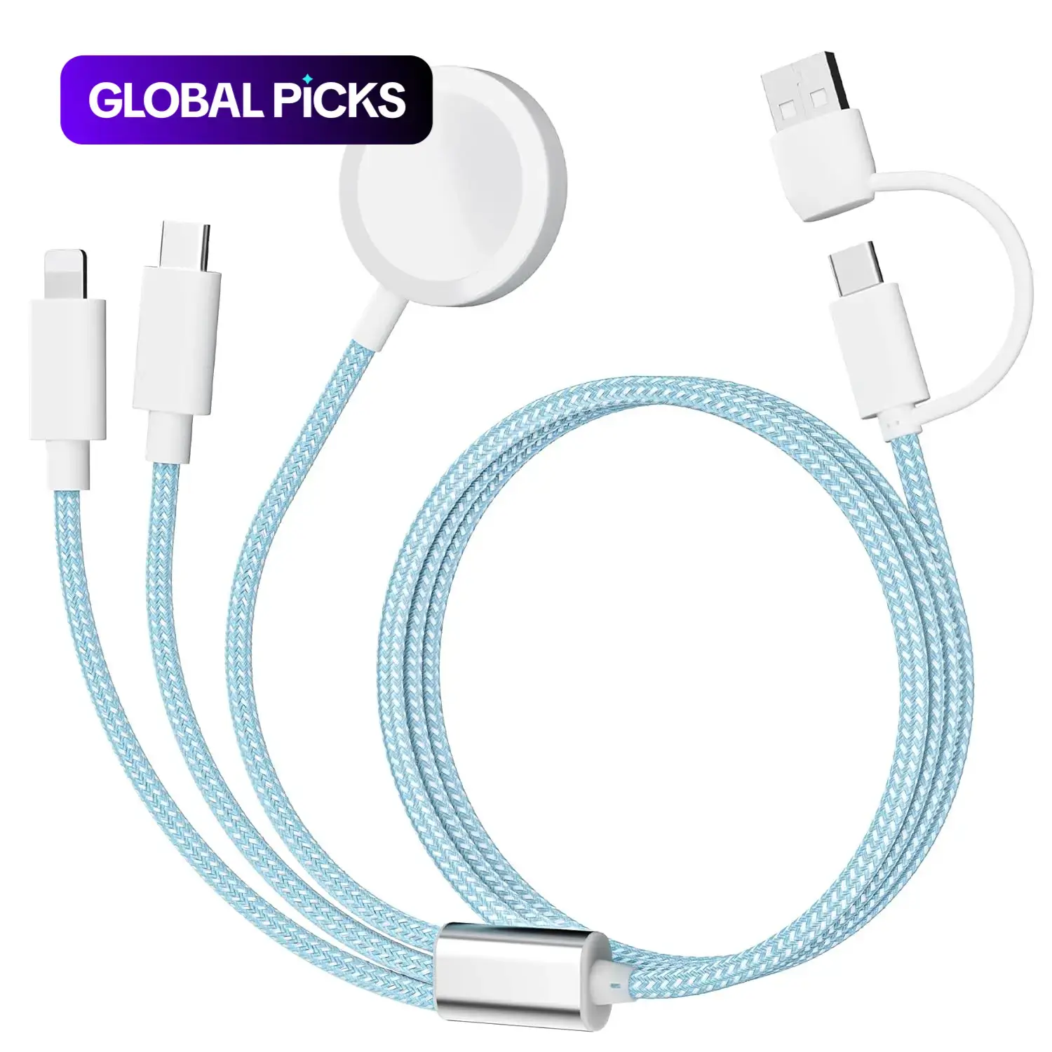 USB C Watch Charger, 3-in-2 Data Cable, Travel Multi Data Cable for iWatch Ultra SE 1/2, iPhone 15/14/13 Galaxy Android Android