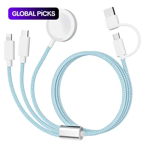 USB C Watch Charger Cable, 3-In-2 Data Cable for Apple Watch Ultra Se, iPhone 15/14/13, Galaxy Android, Type-C, Fast Charging Supported, Travel Multi-Cable #GLOBAL PICKS