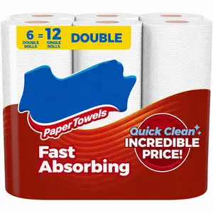 Paper Towels 6 Double Rolls 12 Regular Rolls 108 Sheets Per Roll Fast Absorbing Lint-Free Kitchen Wipes