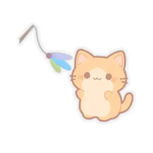 Cute Cat Chasing Toy Sticker