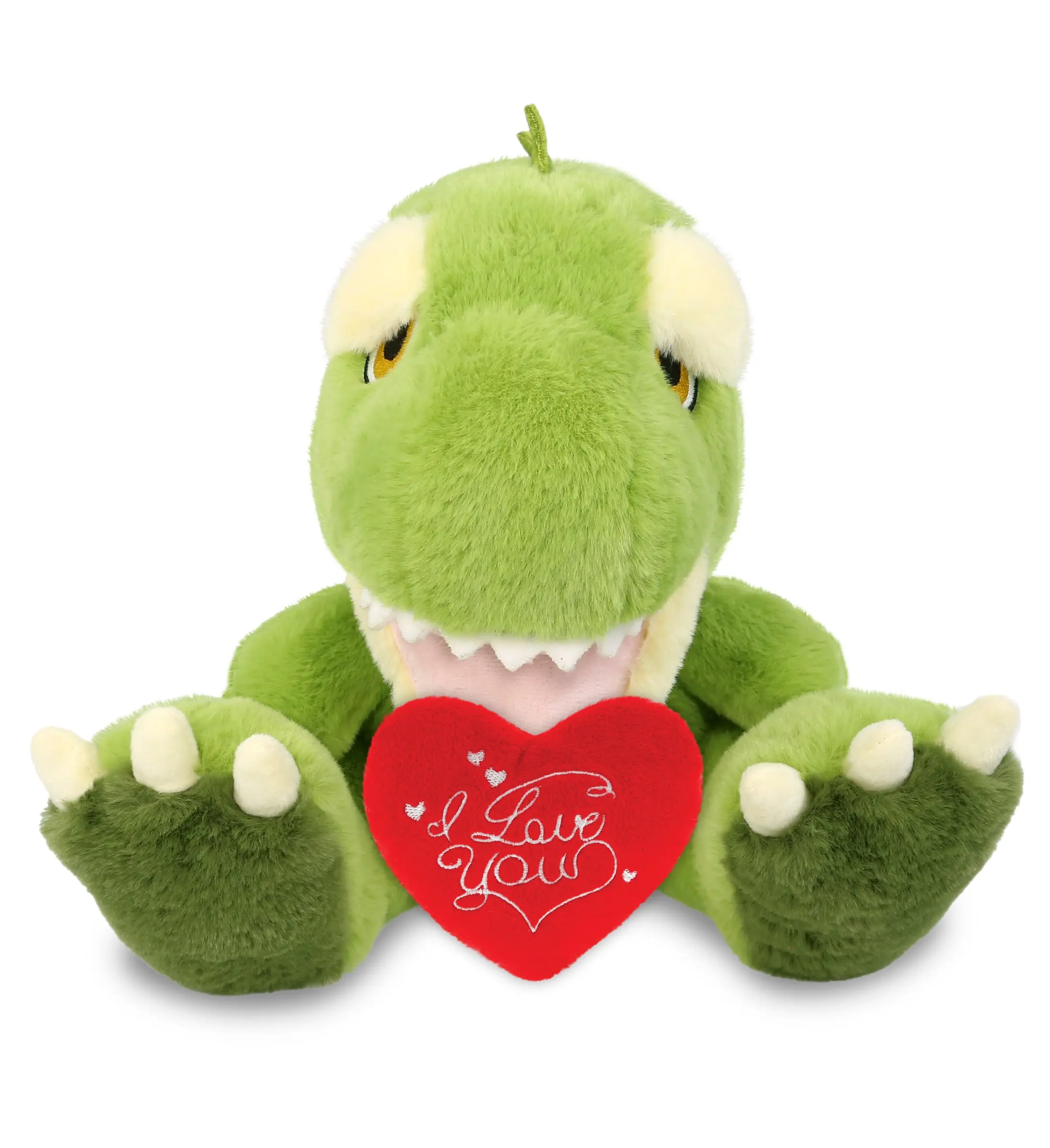 DOLLIBU 9" Eco-Friendly Super-Soft Polyester T-Rex Dinosaur Stuffed Animal with Red "I Love You" Heart, Kids' Stuffed Animal Toy, Stuffed Animals