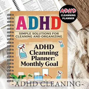 1pc ADHD Cleaning Planner Themed Subject Notebook, Target Style - for Housewives, with Spray and Table Patterns. Plan Monthly Goals. Goal Planner, Cleaning Notebook. Task Setting, Progress Tracking. Brand New Fresh Checklist Pages.