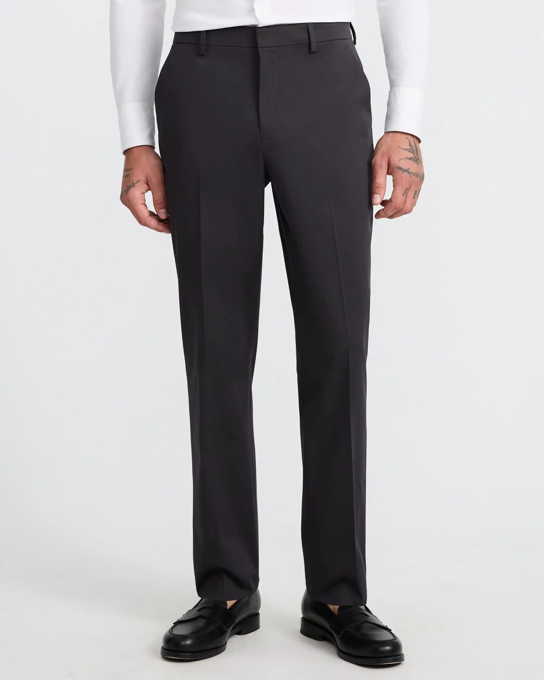Express Slim Dark Gray Cotton-Blend Suit Pant, Formal Wear, Menswear