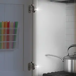 4pcs/8pcs, Easy-to-Install LED Lights, Smart Cabinet Lights, Available with Battery, Soft Warm/White Light, Freestanding, Automatic Door Light, Suitable for Semi-Recessed Cabinets, Wardrobes, Storage Spaces, Battery-Powered, Ensures Nighttime