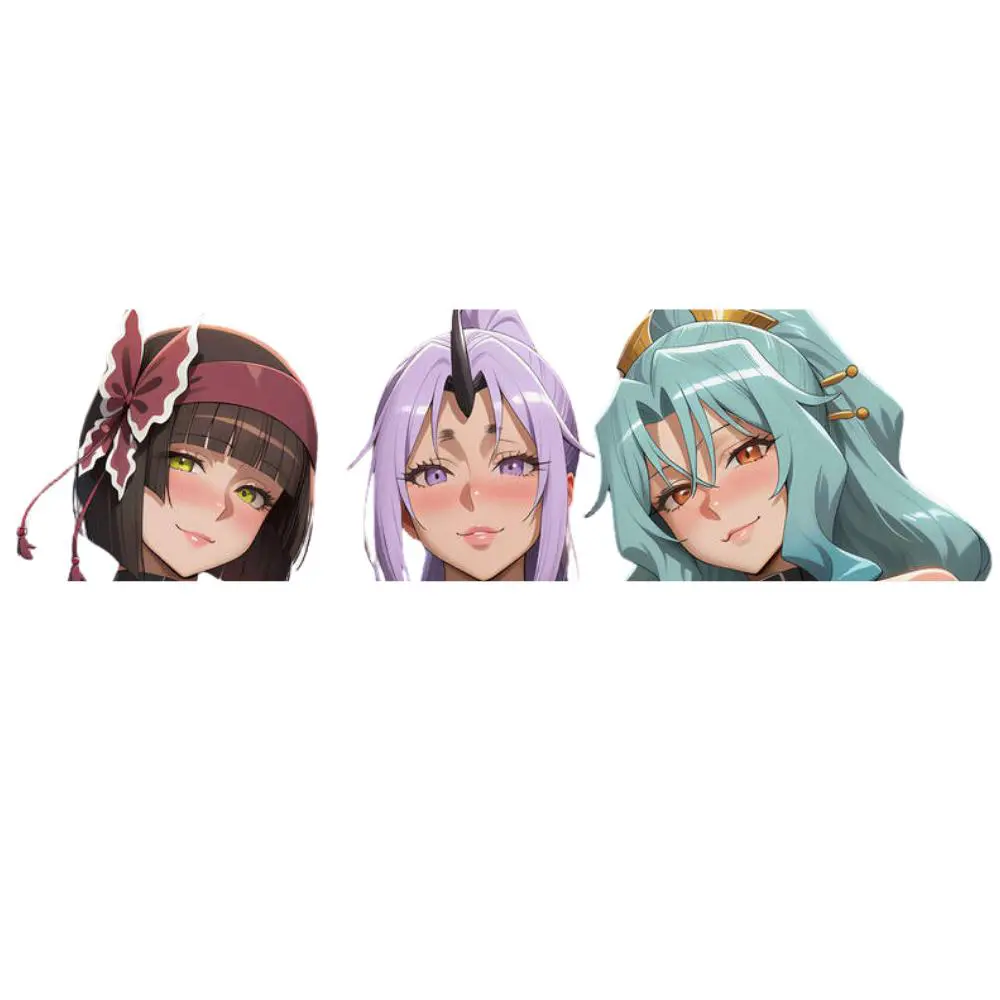 Fantasy Heroine Trio Vinyl Sticker, Elegant Anime Inspired Character Art, Mystic Adventure Style Design, Glossy Finish, Laptop Car Water Bottle Decor