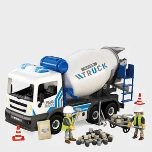 1 Pack Plastic Building Block City Theme Mini Figures Set – Includes Parachute, Crane, Garbage Truck, Concrete Mixer Truck & Urban Construction Equipment – Creative Gift for Friends for Birthday, Christmas, Halloween or Any Occasion