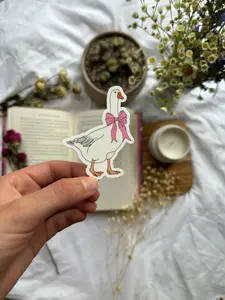 Cute Goose With a Bow Sticker Book Lovers Collective Sticker Adorable Kindle Sticker