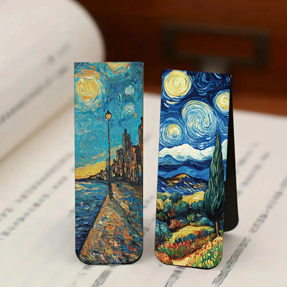 5pcs Van Gogh Magnetic Bookmarks, Colorful Reading Page Markers, Vibrant Colorful Art Design, Durable Paper with Synthetic Rubber Core, Perfect for Students and Readers, Perfect Gift for Book Lovers, Book Accessories