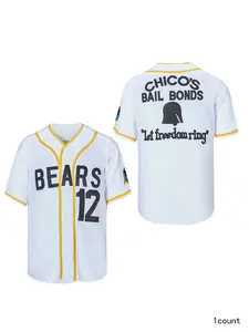Baseball Jersey Bad News Bears #12 Tanner Boyle Movie 1976 Chico's Bail Bonds White S~XXL