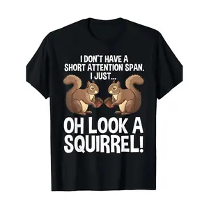[100% Cotton] 100% Cotton Funny Squirrel Design T-Shirt Short Sleeve Women Men Family T-Shirt Funny Gift T-Shirt Regular Fit Comfortable Stretch Fabric All-Season Wear Cotton T Shirts